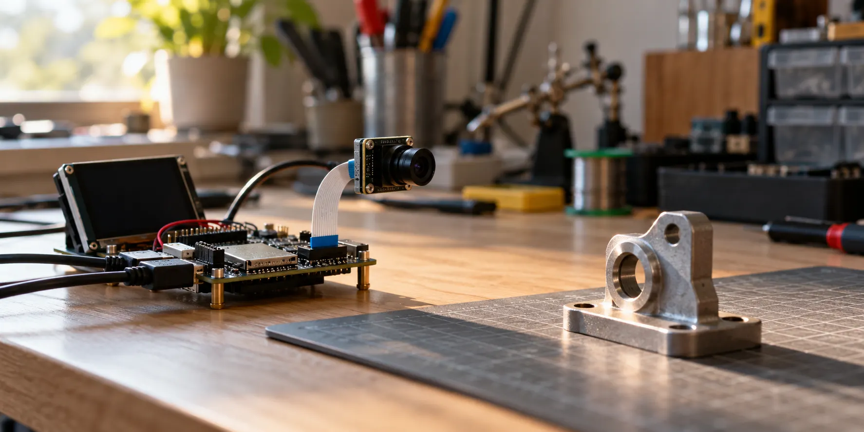 Generated embedded vision development scene, not an ESP32-P4 benchmark