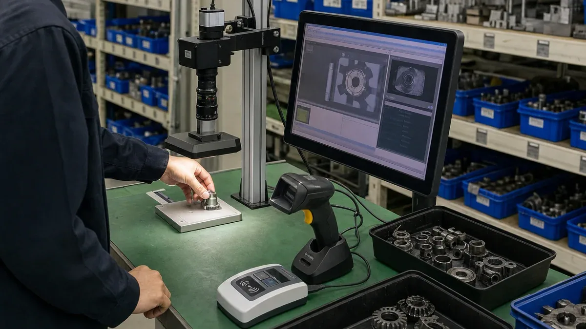 AI recognition workstation bench for spare-parts verification