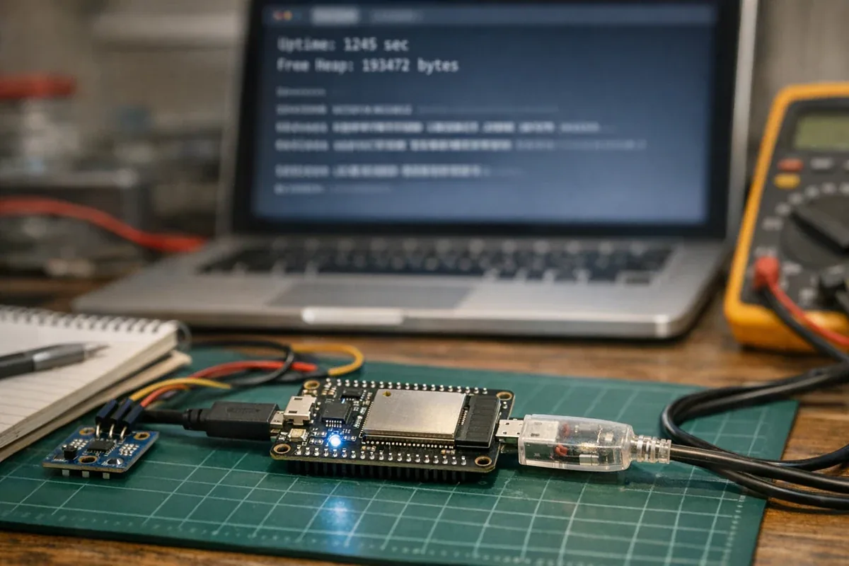ESP32 diagnostics during a long-uptime stability test