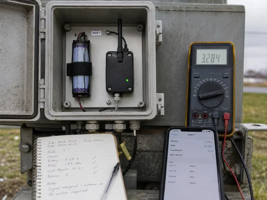 Minimum diagnostic signals from a low-power device in the field