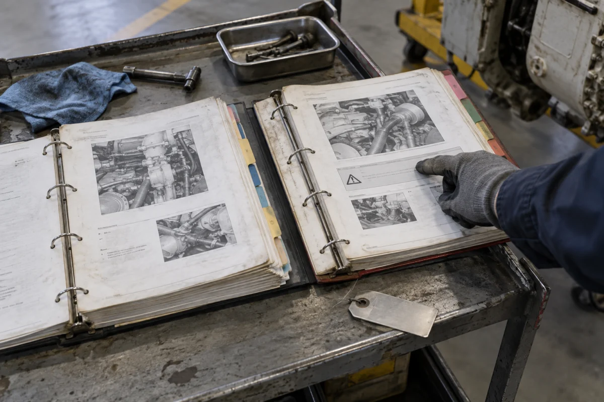 Two maintenance-manual editions side by side, illustrating why provenance and page location matter