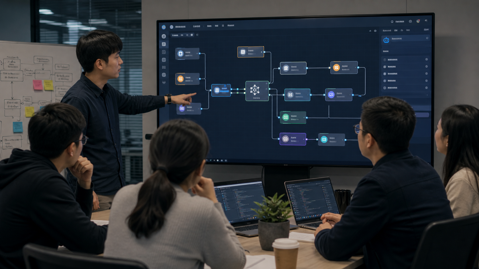 Team configuring Dify AI application and knowledge workflow