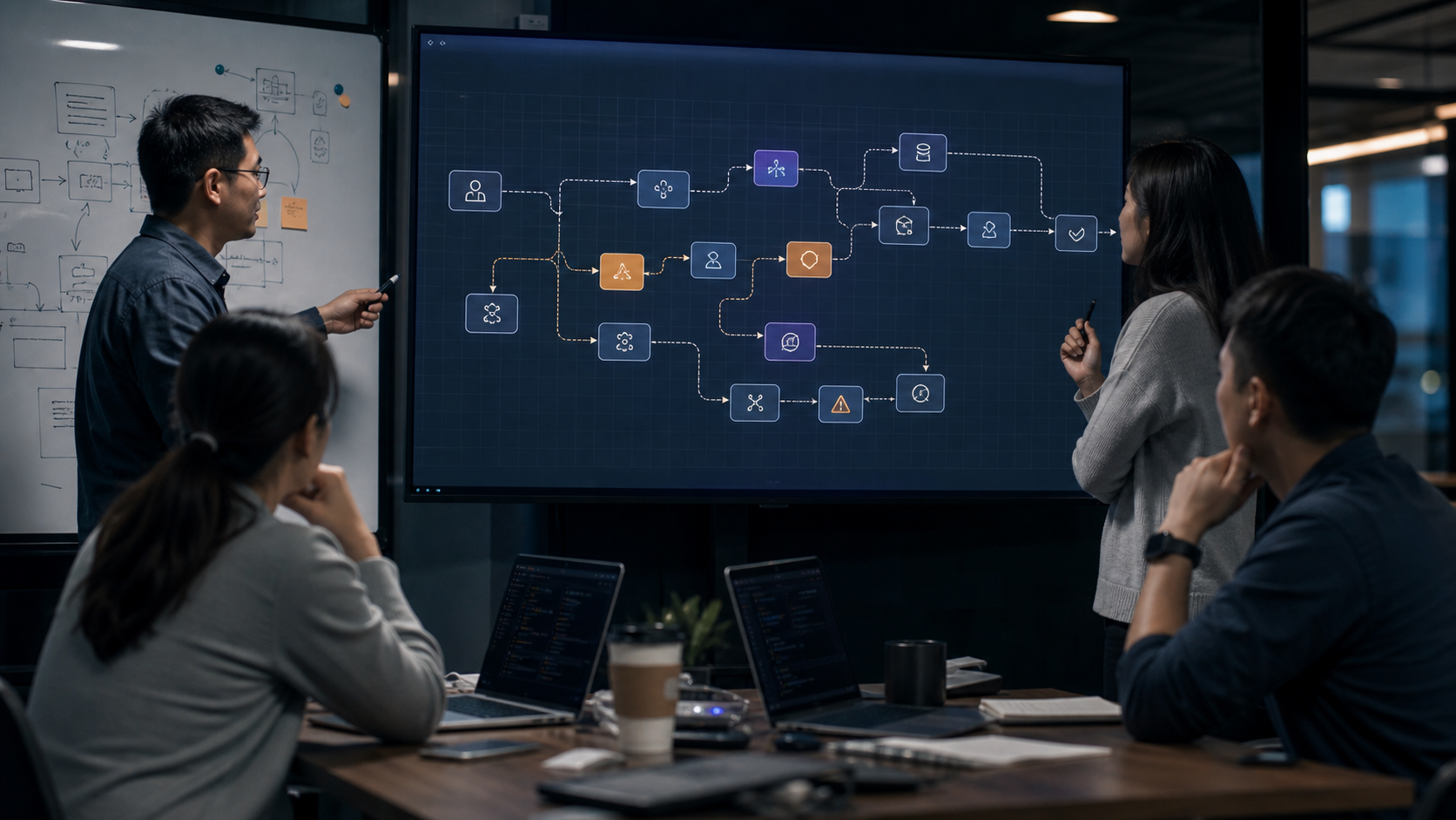 Engineering team designing LangGraph multi-step agent workflow