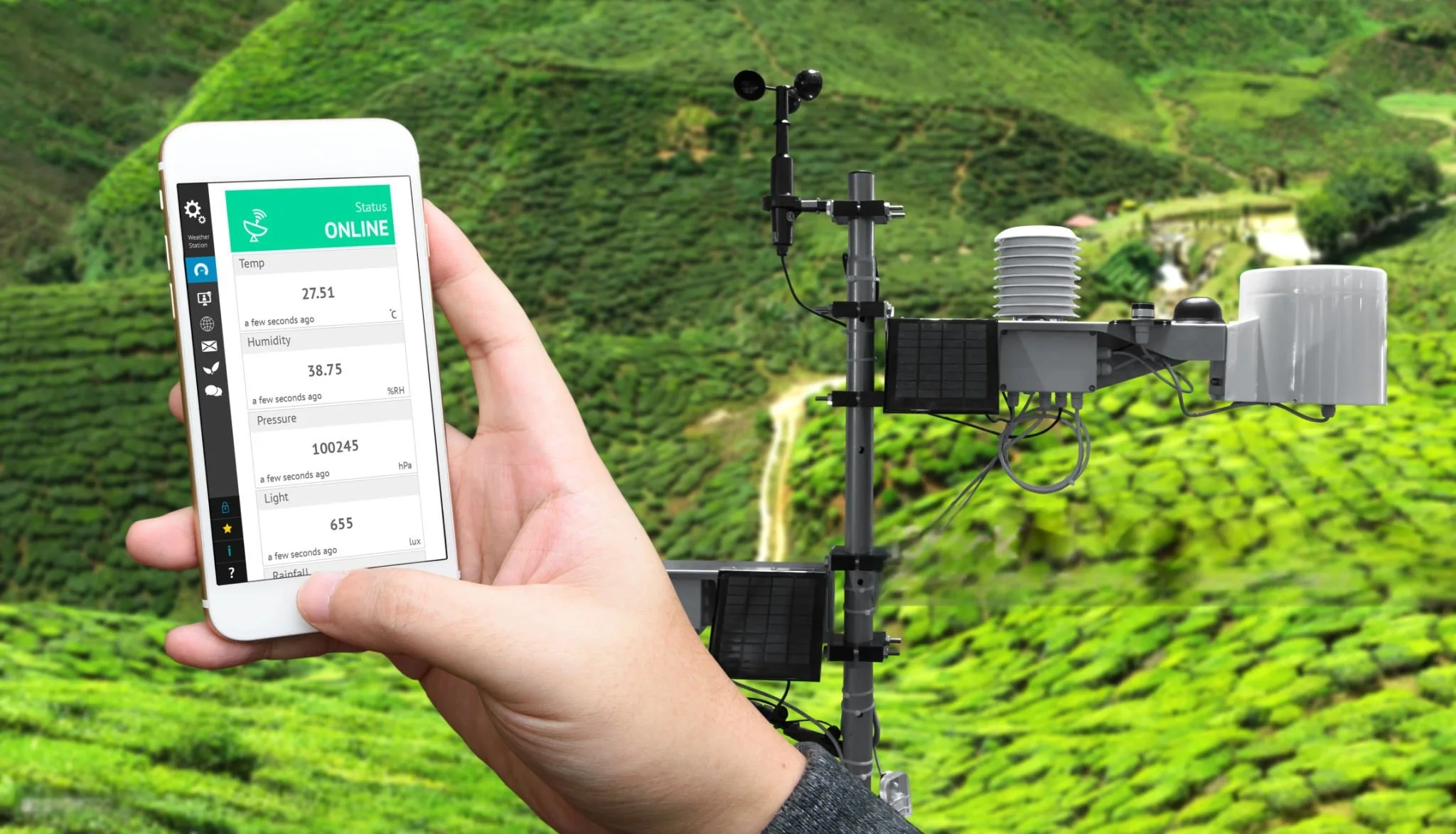 Remote environmental station with weather sensors and mobile monitoring