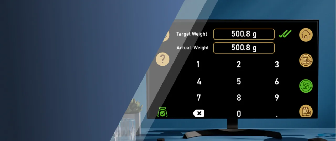 Smart commercial kitchen scale interface with target and actual weight