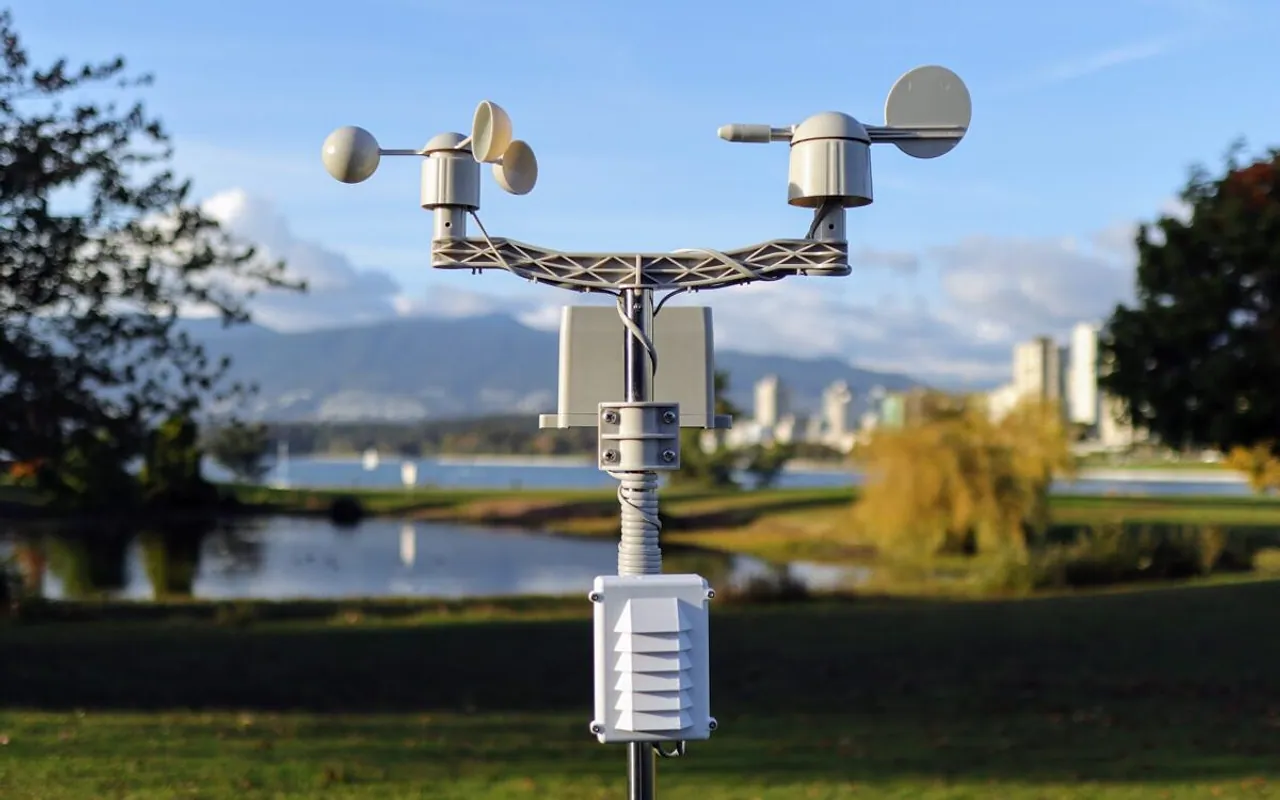 Agricultural weather station collecting field climate data