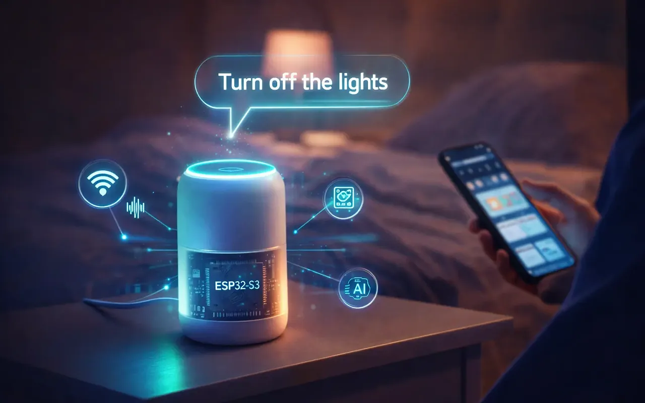 Compact voice-enabled smart device developed around ESP32-S3 and edge AI