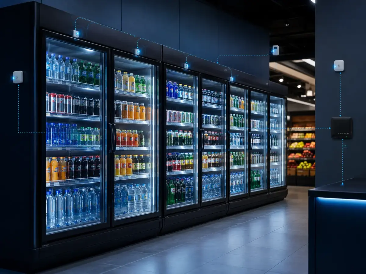 Connected beverage cooler fleet with refrigeration controller monitoring