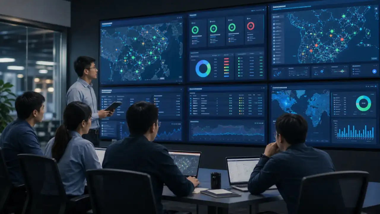 IoT operations center monitoring connected devices