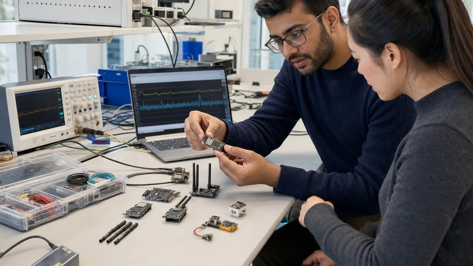 Engineers comparing ESP32 wireless modules and validating radio and power behavior
