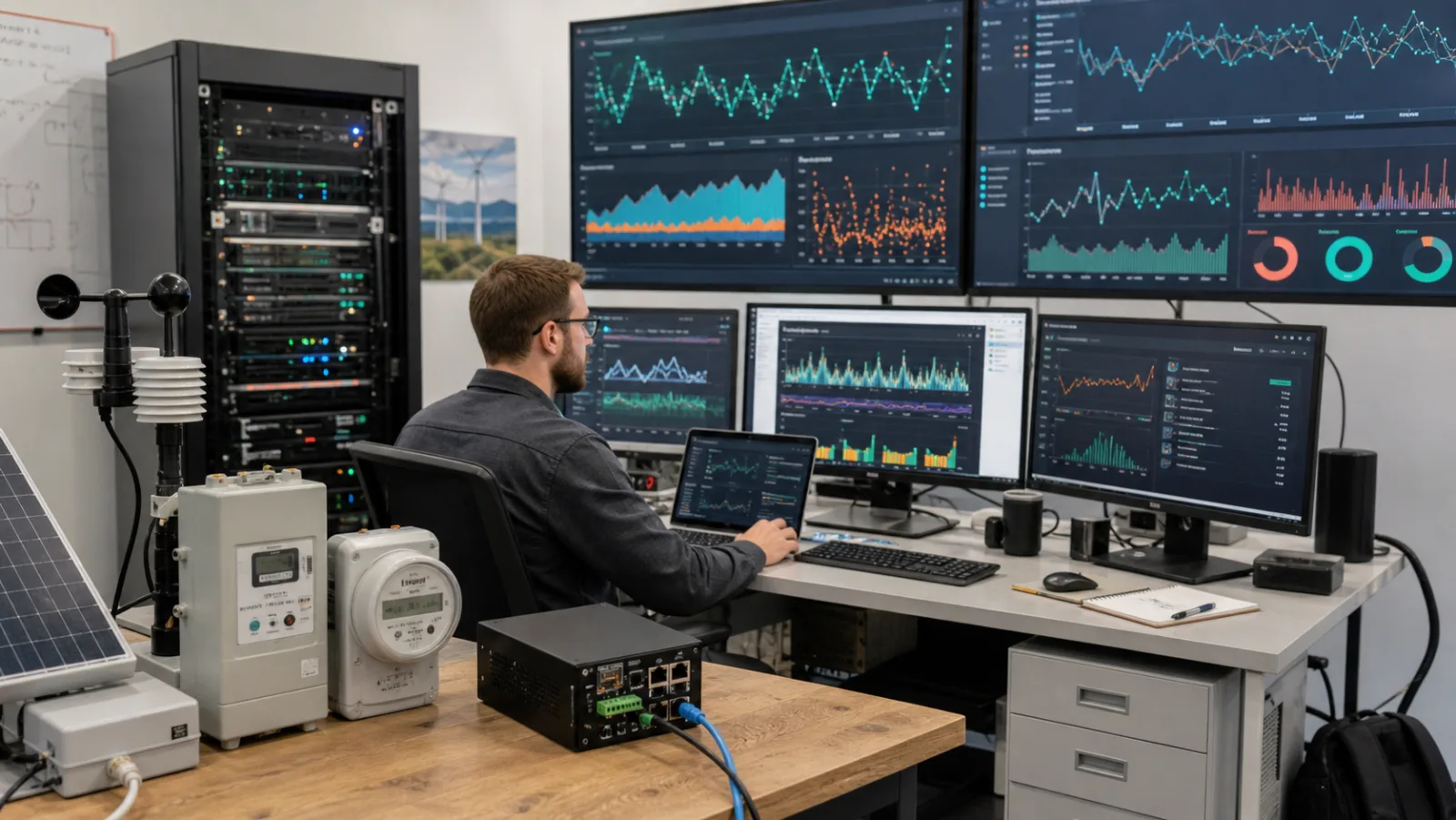 Engineers reviewing industrial time-series telemetry and InfluxDB operations