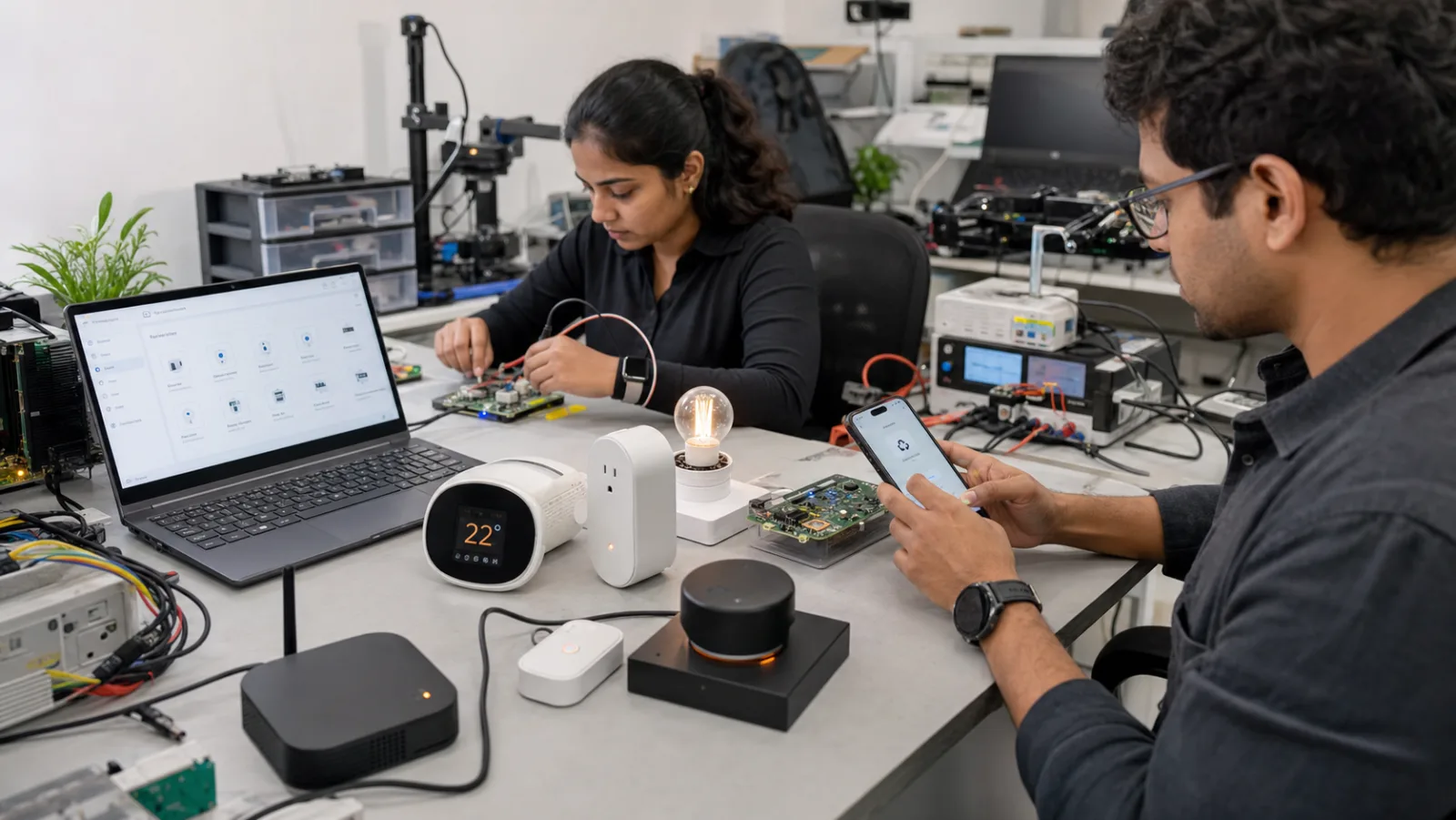 Engineering team validating Matter smart devices across controller ecosystems