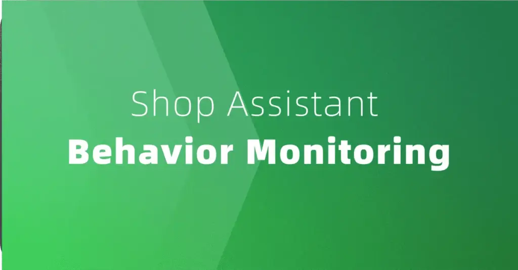 Illustration showing AI employee tracking in retail stores, with behavior recognition, edge AI processing, and real-time service quality insights.