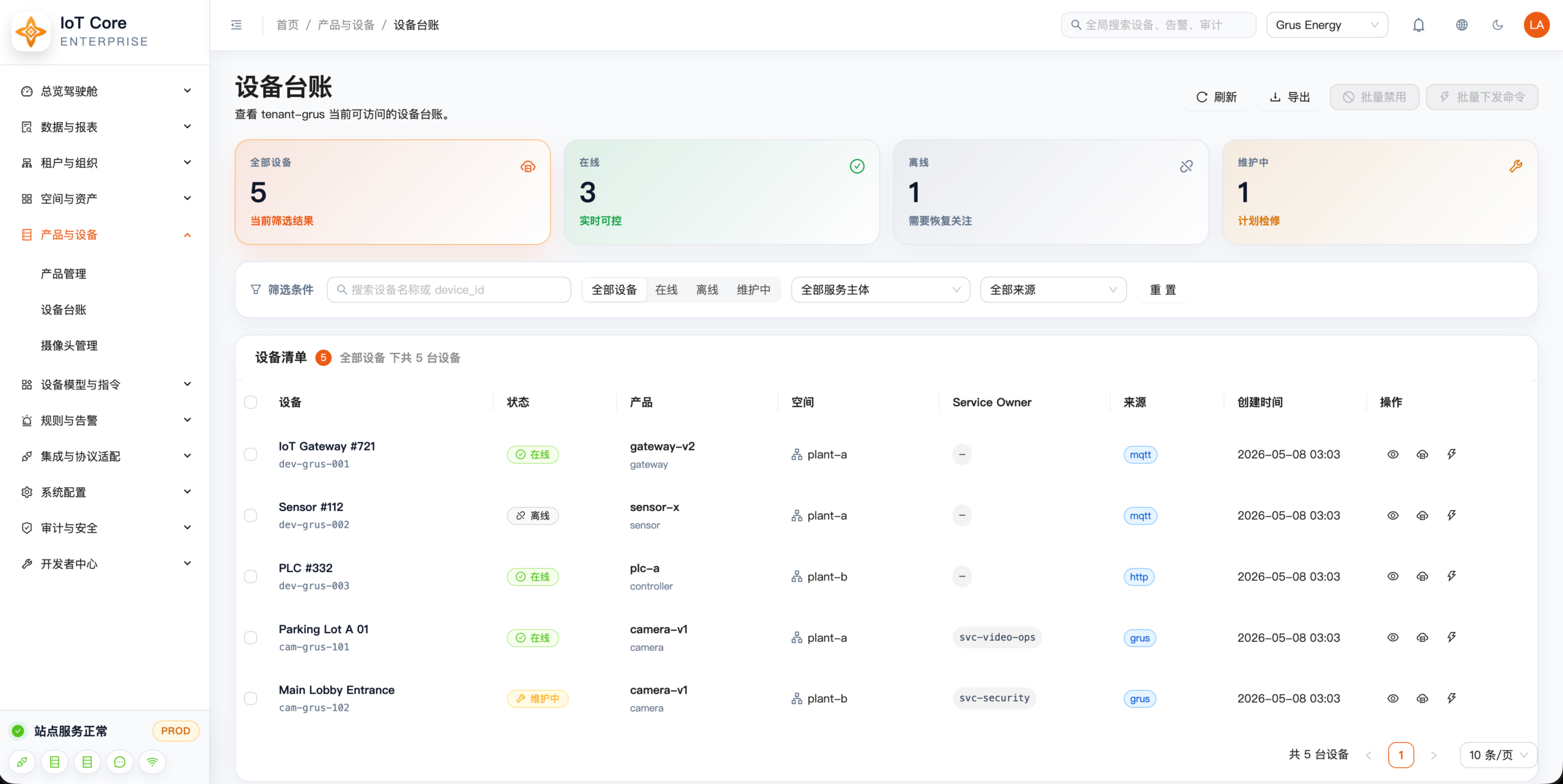 When to Use ZedIoT for Private IoT Platform Deployment 1 ZedIoT device inventory interface example