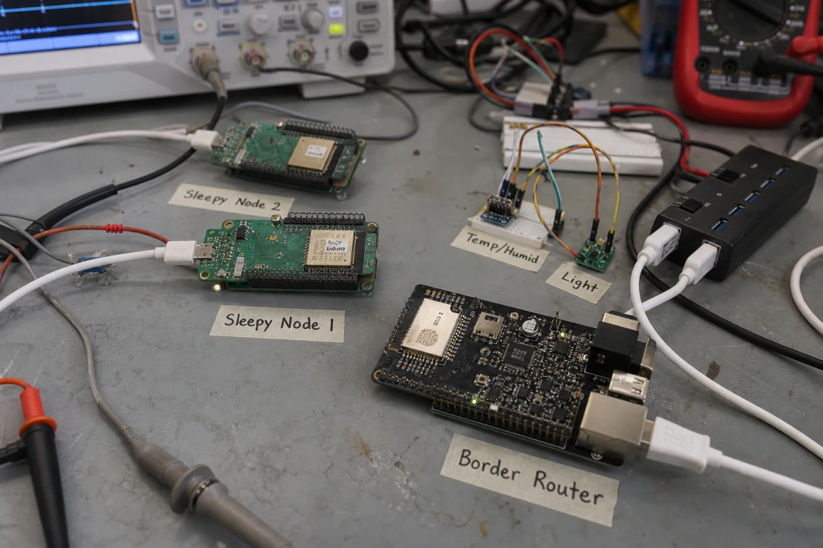 OpenThread and ESP32-C6 in Practice: When Thread Mesh Beats More Wi-Fi 1 ESP32-C6 Thread Mesh lab setup