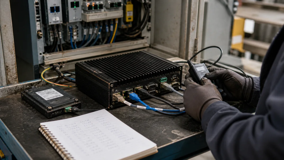A rugged industrial edge gateway with durable local buffering