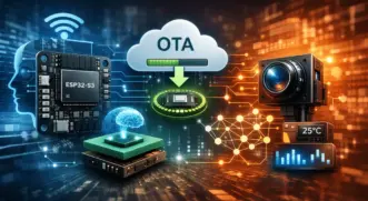ESP32 edge AI firmware architecture with OTA and inference workflow