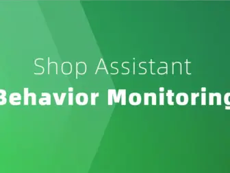 Illustration showing AI employee tracking in retail stores, with behavior recognition, edge AI processing, and real-time service quality insights.